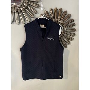 Marine Layer Quilted Vest Navy Blue Full Zip Mens Size Large Wyng Logo
